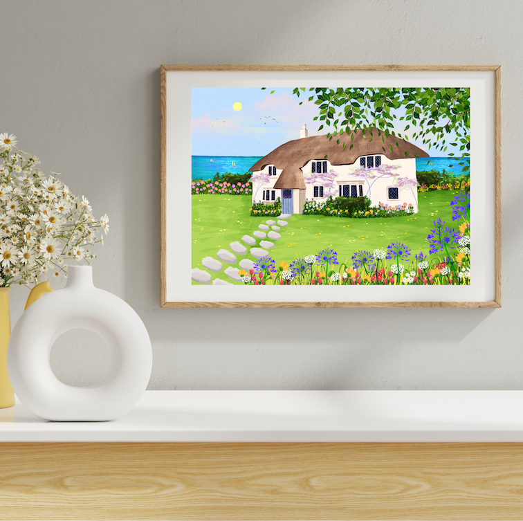 Seaside cottage print