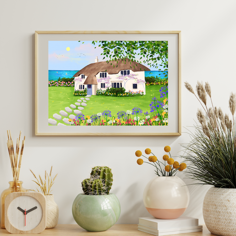 Seaside cottage print