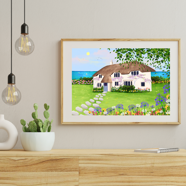 Seaside cottage print