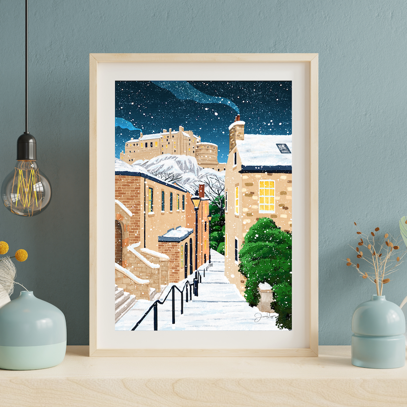 Vennel Steps, Edinburgh Castle Print