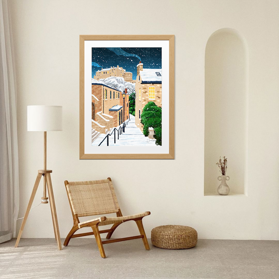 Vennel Steps, Edinburgh Castle Print