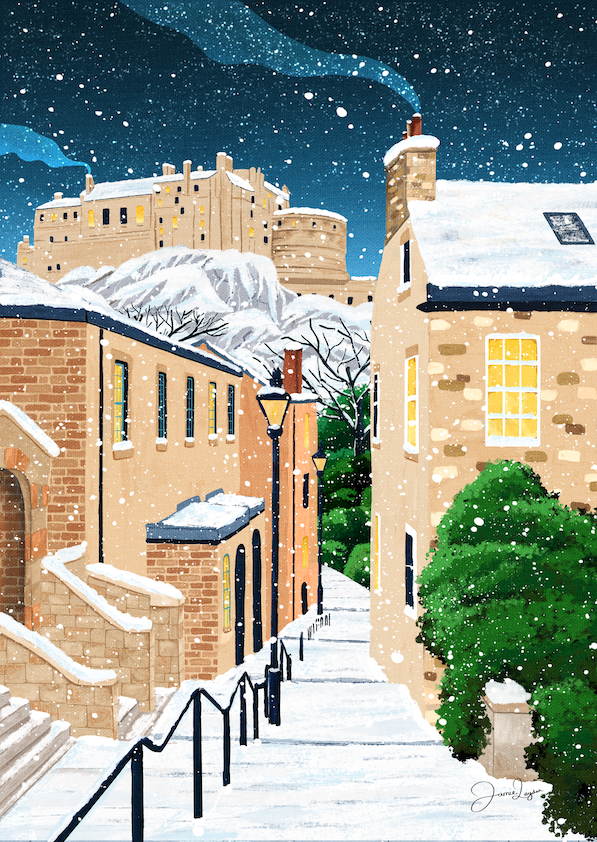 Vennel Steps, Edinburgh Castle Print