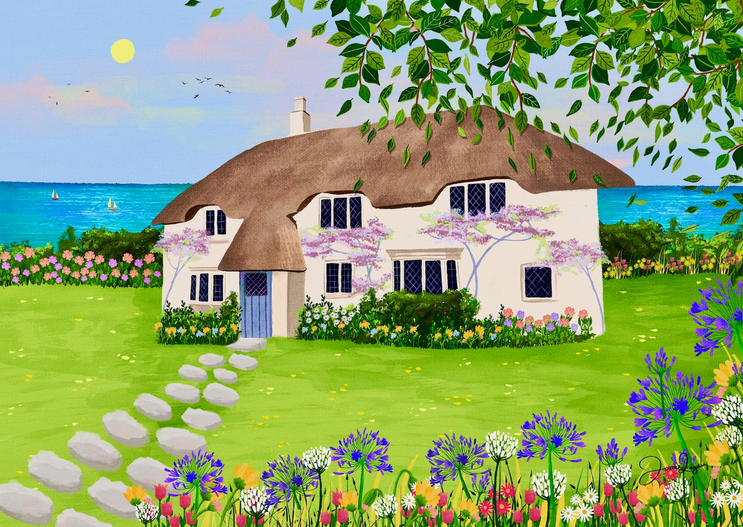 Seaside cottage print