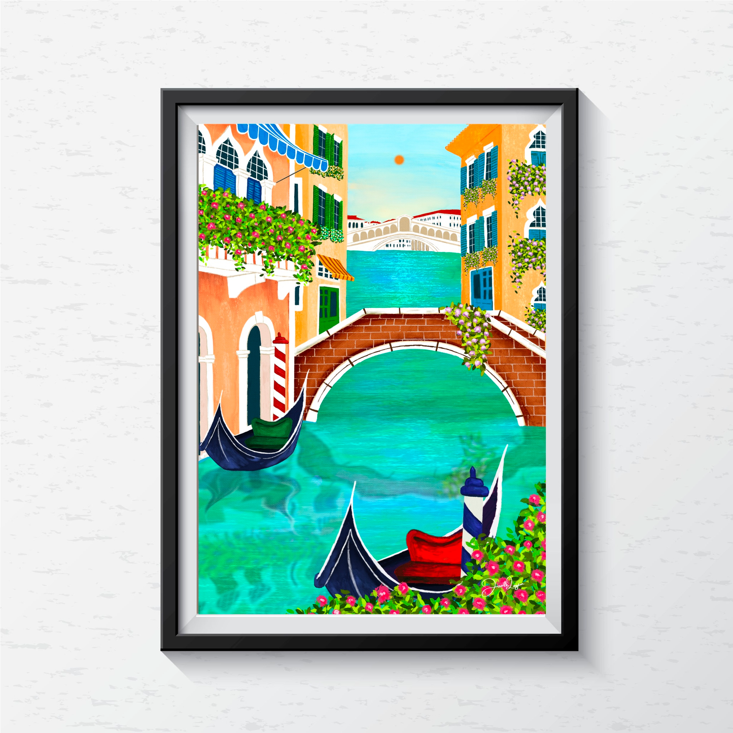 Venice canals, Italy, print