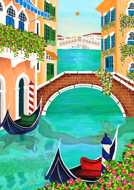 Venice canals, Italy, print