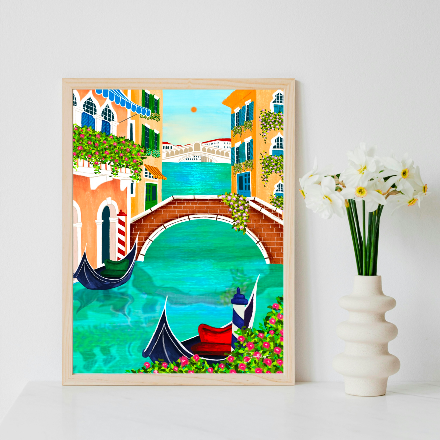 Venice canals, Italy, print