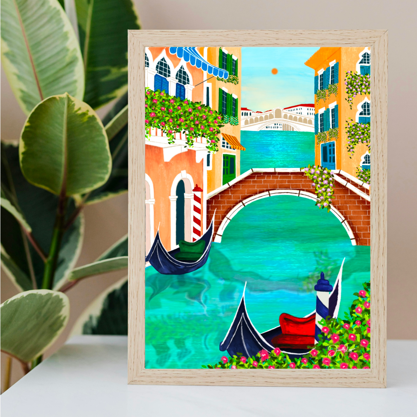 Venice canals, Italy, print