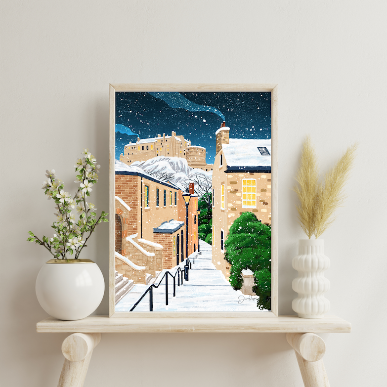 Vennel Steps, Edinburgh Castle Print