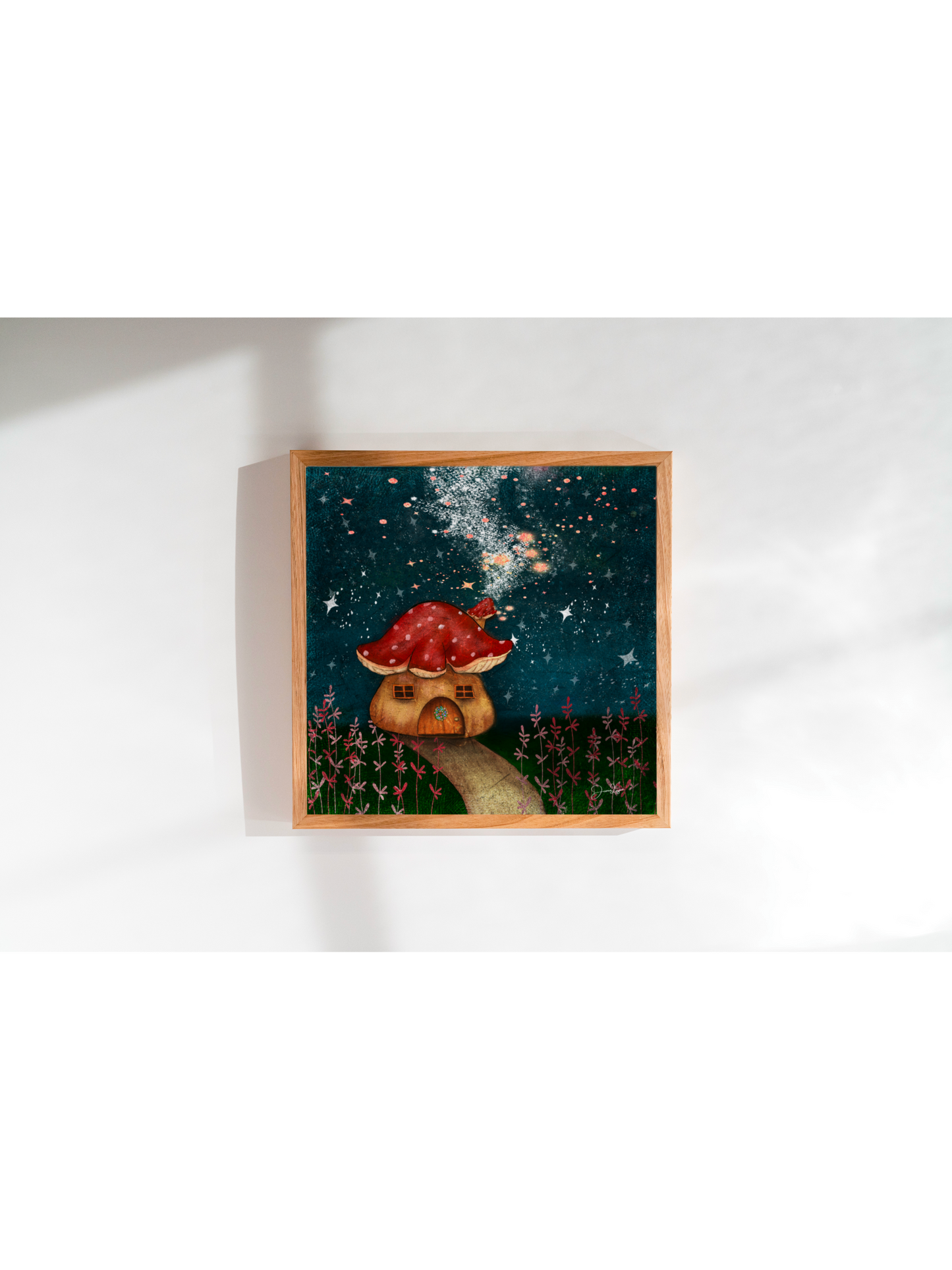 Cosy Whimsical Mushroom House square print