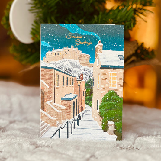 Vennel Steps Edinburgh Christmas card by Jamie Leyden Illustration