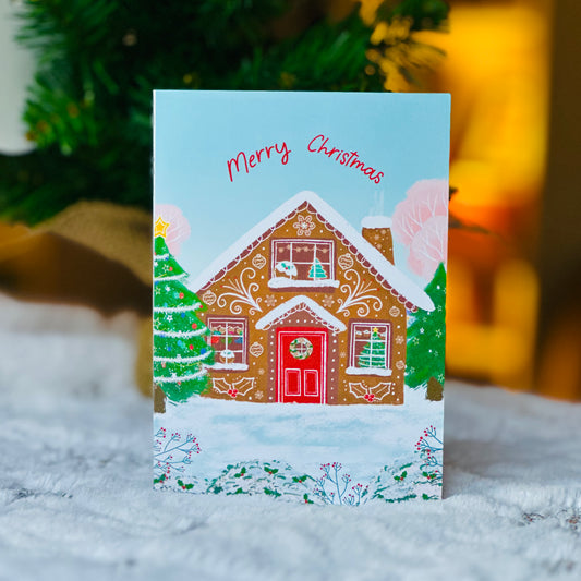 Gingerbread House Christmas card by Jamie Leyden Illustration
