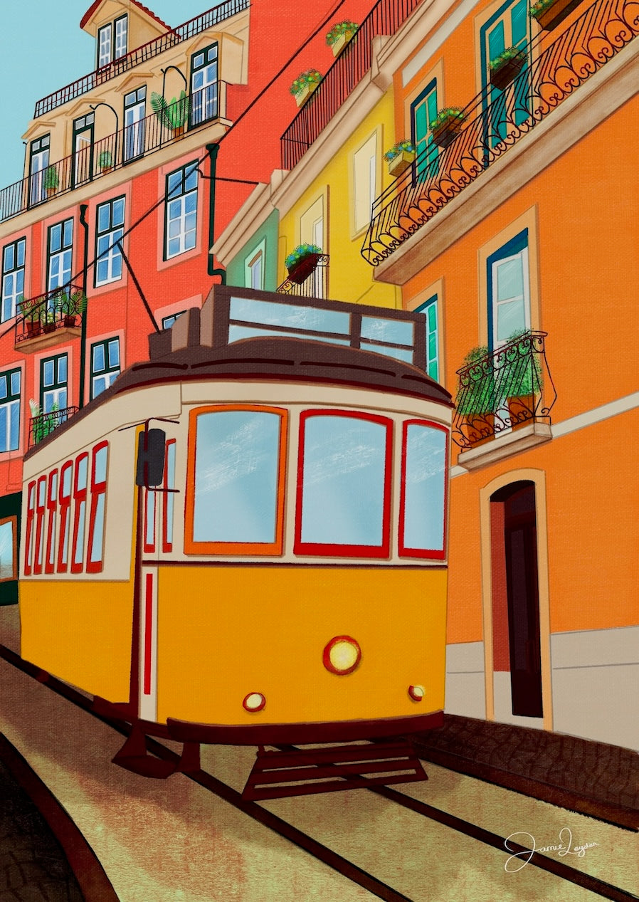 Yellow tram in Lisbon print