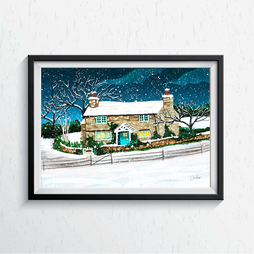 Rosehill Cottage Print - based on the house in the film The Holiday