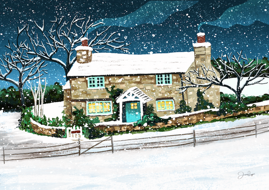 Rosehill Cottage Print - based on the house in the film The Holiday