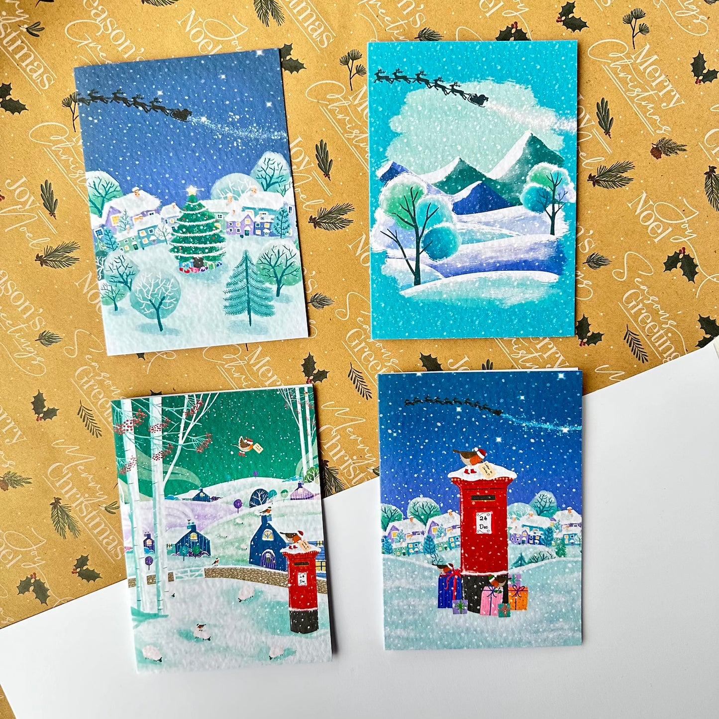 Christmas cards by Jamie Leyden Illustration - Snowy scenes pack of 4