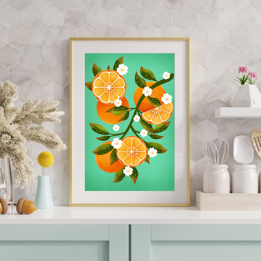 Orange wall art print