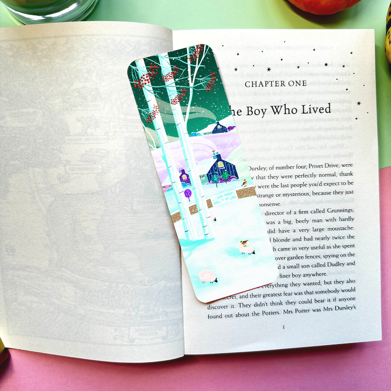 Snowy Christmas Village Bookmark