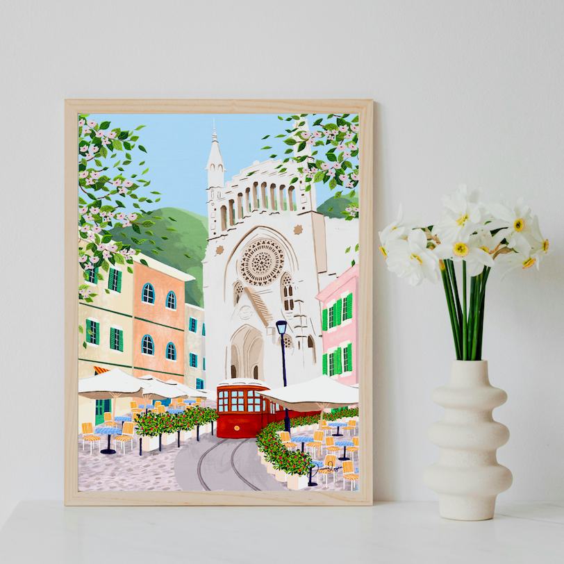 Sóller town square, Mallorca Print